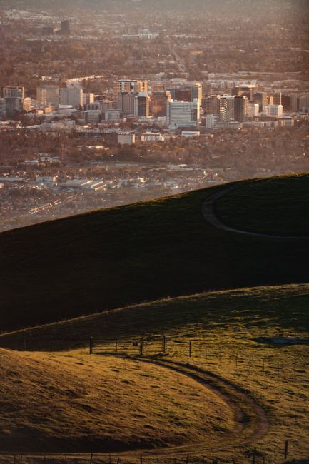 San Jose and the South Bay hills at sunset